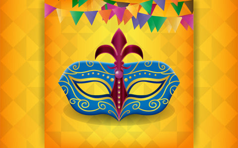 Carnival online party banner. Invitation card for live stream of festival. Mask with feathers for festive on fluid gradient background. Template for design flyer,poster. Vector illustration. SVG naemmiah021 