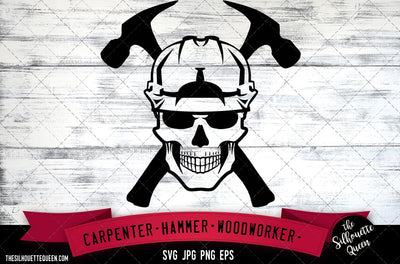 Carpenter Skull with Hard Hat SVG File, Woodworker SVG,Carpentry svg,Commercial-Personal Use,Cricut,Silhouette Cameo,Vinyl Decal SVG Loveleen Kaur 