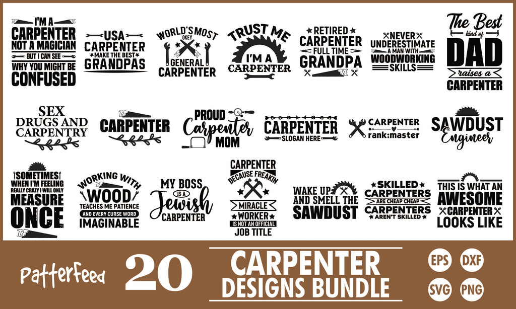 Carpenter SVG Designs Bundle - So Fontsy