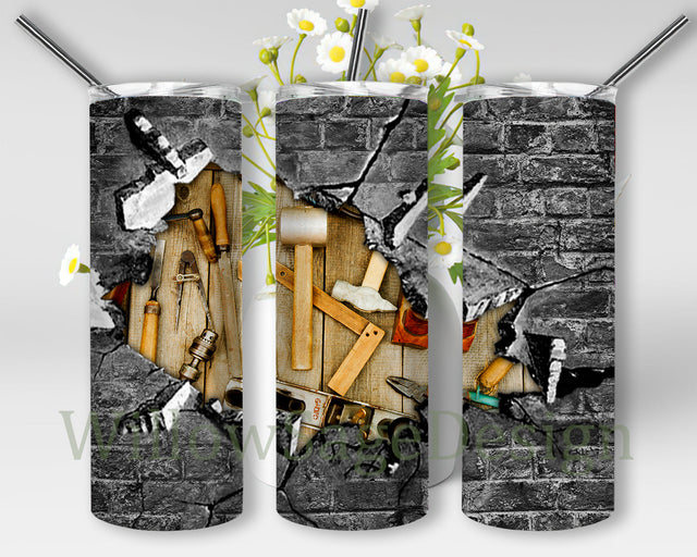 Carpenter Tool 20oz Skinny Tumbler, Woodworker Tool Tumbler Png, Tool Wood Cracked Wall Design Png, Carpenter Sublimation Design Tumbler Template, Instant Download Sublimation WillowSageDesign 