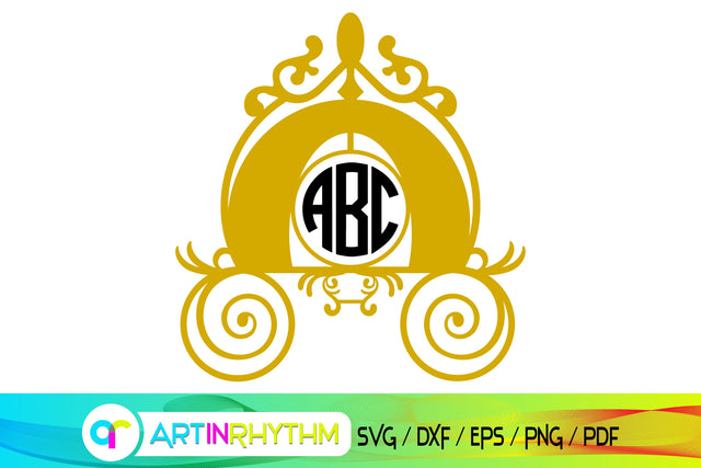 carriage svg, princess carriage svg, monogram svg SVG Artinrhythm shop 