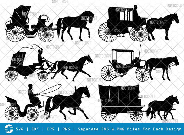 Carriages SVG Cut Files | Horse Carriage Silhouette | Stage Coach Svg | Vintage Carriages Bundle SVG ETC Craft 