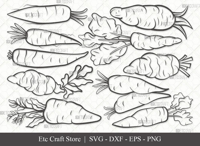 Carrot Outline SVG Cut File | Vegetable Svg | Easter Svg | Food Svg | Carrot Bundle | Eps | Dxf | Png SVG ETC Craft 