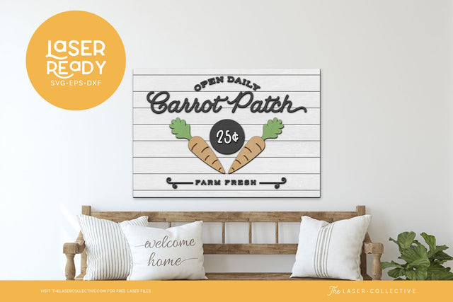 Carrot Patch Laser File Wood Sign for Easter SVG The Laser Collective 