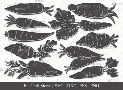Carrot Silhouette SVG Cut File | Vegetable Svg | Easter Svg | Food Svg | Carrot Bundle | Eps | Dxf | Png SVG ETC Craft 