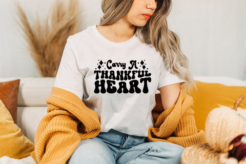 Carry a Thankful Heart | Retro Thanksgiving SVG SVG CraftLabSVG 