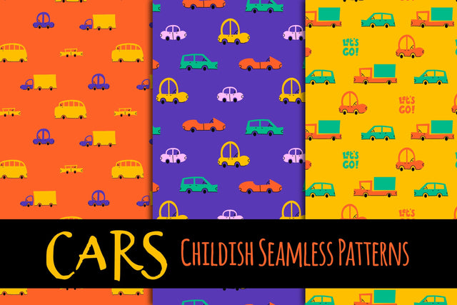 Cars Seamless Patterns Digital Pattern Rin Green 