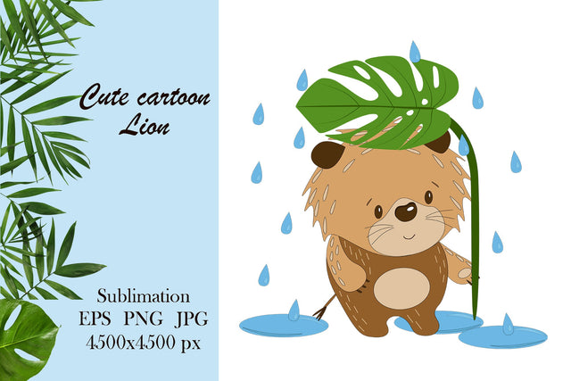 Cartoon animal - cute lion sublimation design Sublimation LuckyTurtleArt 