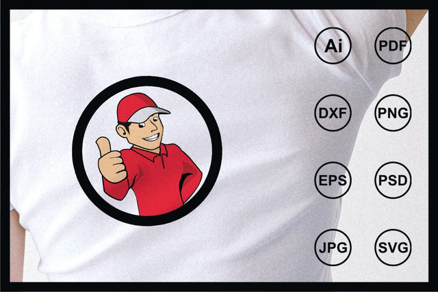 Cartoon character good boy delivery illustration SVG Leamsign Studio 