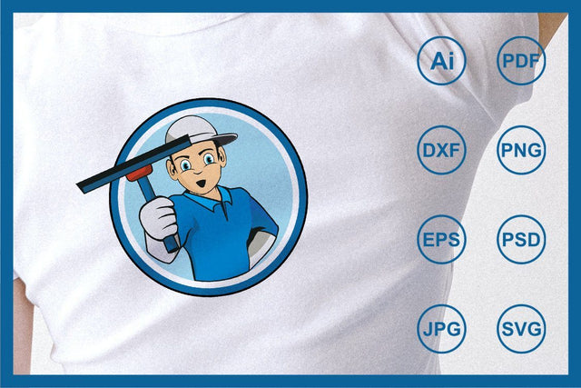 Cartoon character of cleaning service worker design illustration SVG Leamsign Studio 
