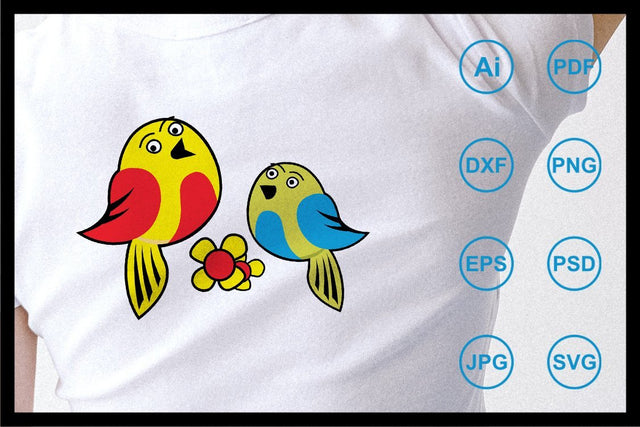 Cartoon character sweet birds design illustration SVG Leamsign Studio 