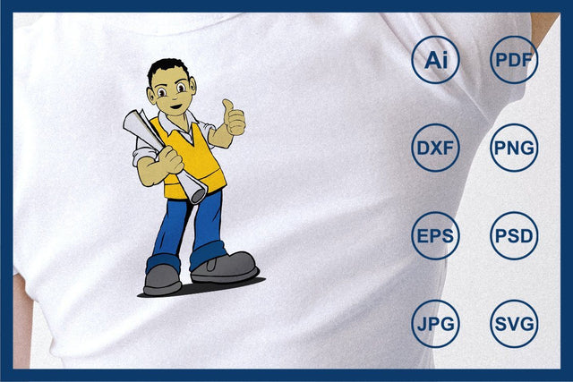 Cartoon character worker of construction company design SVG Leamsign Studio 
