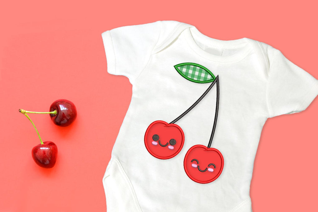 Cartoon Cherries Applique Embroidery Design - So Fontsy