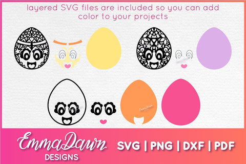 Cartoon Easter Egg SVG | Mandala Easter Egg SVG SVG Emma Dawn Designs 