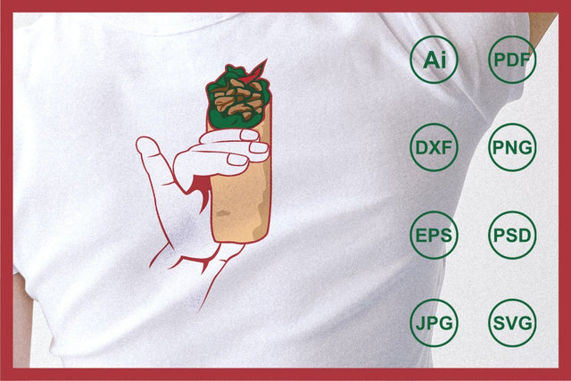 Cartoon mexico food buritto design illustration SVG Leamsign Studio 