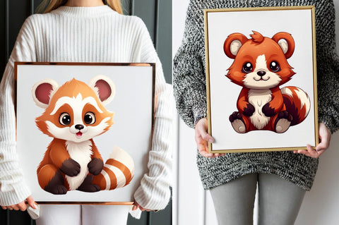 Cartoon Red Panda Clipart Bundle Sublimation Regulrcrative 