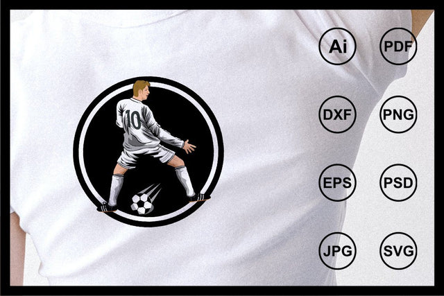 Cartoon soccer player character illustration SVG Leamsign Studio 