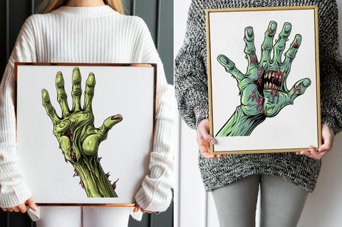 Cartoon Zombie Hand Clipart Bundle Sublimation Regulrcrative 