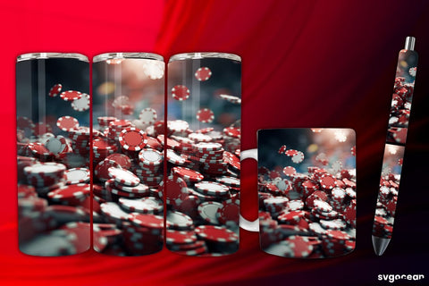 Casino Chips Wrap | Tumbler | Mug | Pen Sublimation SvgOcean 