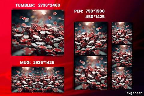 Casino Chips Wrap | Tumbler | Mug | Pen Sublimation SvgOcean 