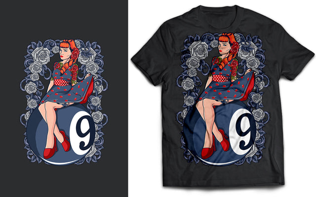 Casino Woman Floral 8 ball T-Shirt Design SVG naemmiah021 