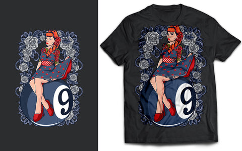 Casino Woman Floral 8 ball T-Shirt Design SVG naemmiah021 