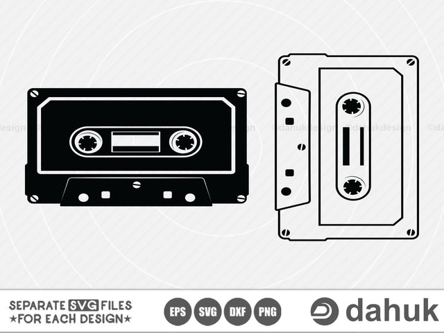 Cassette Svg, Cassette Tape Svg, Silhouette Music, eps, dxf, clipart, svg files, png, cricut, cut file SVG dahukdesign 