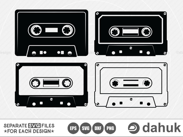 Cassette Svg, Cassette Tape Svg, Silhouette Music, Vector Files for Cricut and Silhouette SVG dahukdesign 