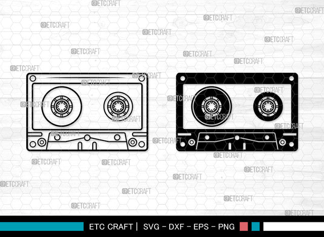 Cassette Tape SVG, Audio Cassette Svg, Audio Tape Svg, Mixtape Svg, Music Tape Svg, Cassette Tape SVG ETC Craft 