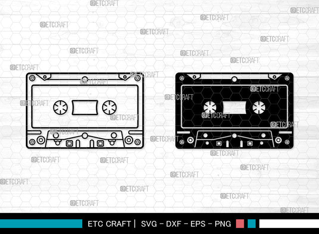 Cassette Tape SVG, Audio Cassette Svg, Audio Tape Svg, Mixtape Svg, Music Tape Svg, Cassette Tape SVG ETC Craft 