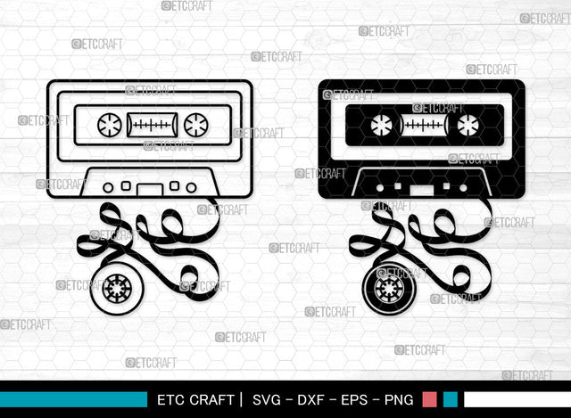 Cassette Tape SVG, Audio Cassette Svg, Audio Tape Svg, Mixtape Svg, Music Tape Svg, Cassette Tape SVG ETC Craft 