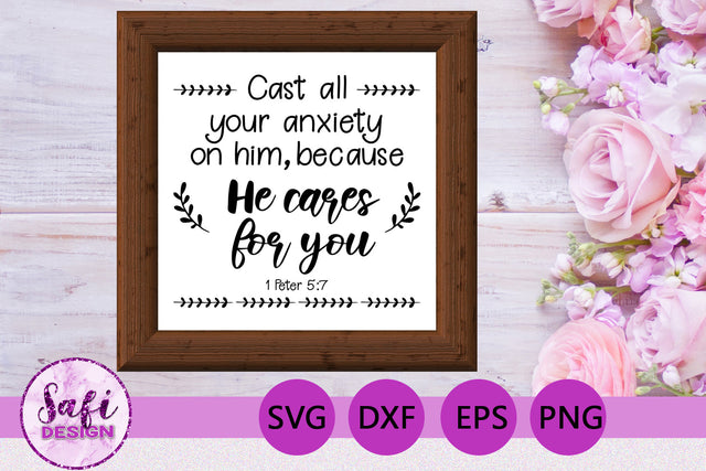Cast All Your Anxiety Bible Verse SVG SVG Safi Design 