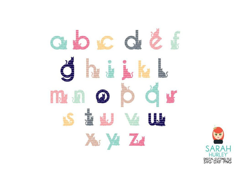 Cat Alphabet Lowercase SVG Sarah Hurley 
