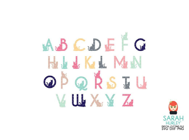 Cat Alphabet Uppercase SVG Sarah Hurley 