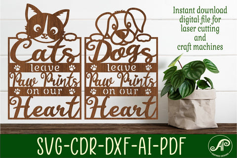 Cat and Dog quote signs svg laser cut file SVG APInspireddesigns 