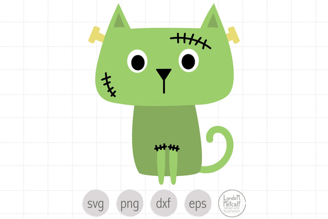 Cat as Frankenstein SVG for Halloween SVG Lynda M Metcalf 