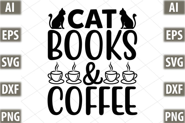 Cat Books & coffee SVG SVGista 