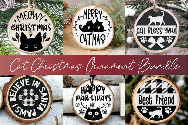 Cat Christmas Ornament Bundle Round Sign SVG SVG OrangeBrushStudio 