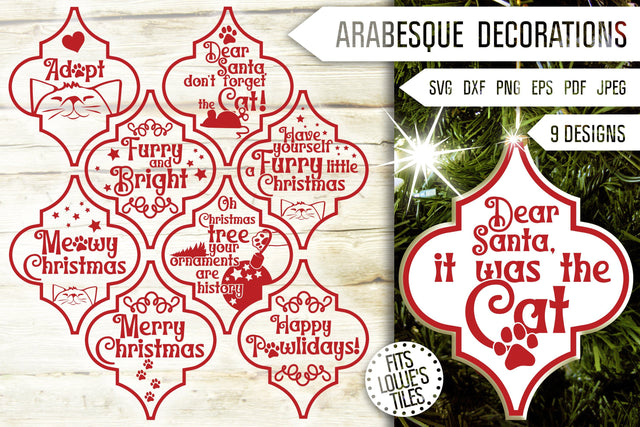 Cat Christmas Ornament Svg Bundle. Arabesque Svg. Arabesque Decorations Svg. Lowe's Tile Svg. Pet Animal Paw Dxf, Eps, Png, Pdf. Cat Owner SVG Mint And Beer Creations 