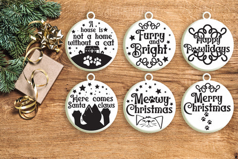 Cat Christmas Ornament Svg Bundle. Round Christmas Ornaments Svg. Merry Christmas Svg. Pet Animal Quotes, Sayings, Phrases Dxf Eps Png Pdf SVG Mint And Beer Creations 