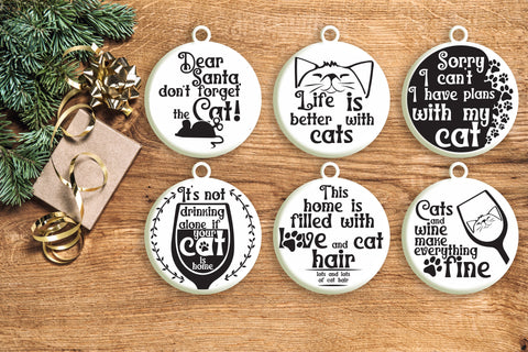 Cat Christmas Ornament Svg Bundle. Round Christmas Ornaments Svg. Merry Christmas Svg. Pet Animal Quotes, Sayings, Phrases Dxf Eps Png Pdf SVG Mint And Beer Creations 