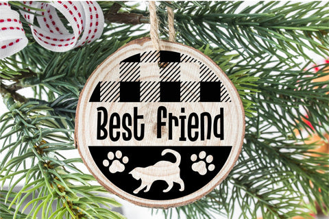 Cat Christmas Ornament SVG Christmas Round Sign SVG OrangeBrushStudio 