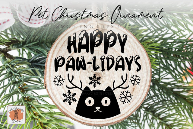 Cat Christmas Ornament SVG Funny Happy Holidays Quote SVG OrangeBrushStudio 