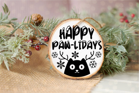Cat Christmas Ornament SVG Funny Happy Holidays Quote SVG OrangeBrushStudio 