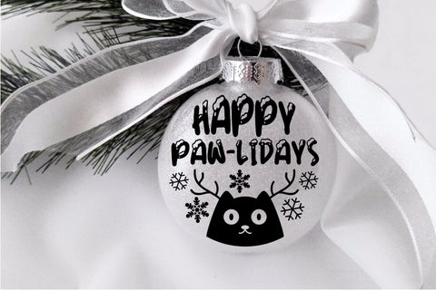 Cat Christmas Ornament SVG Funny Happy Holidays Quote SVG OrangeBrushStudio 