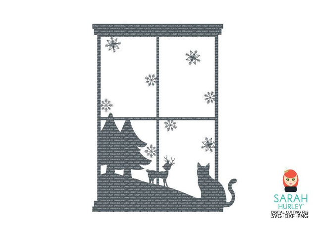 Cat Christmas Window SVG Sarah Hurley 
