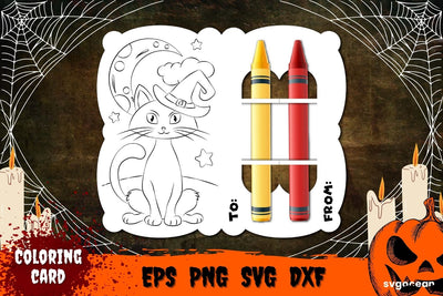 Cat Coloring Card Svg SVG SvgOcean 