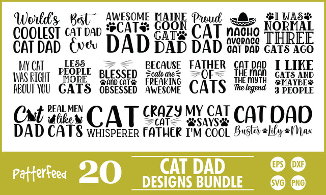 Cat Dad SVG Designs Bundle SVG PatternFeed8 