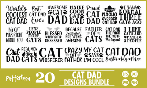 Cat Dad SVG Designs Bundle SVG PatternFeed8 