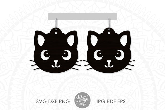 Cat earrings SVG, cute cat earrings SVG Artisan Craft SVG 